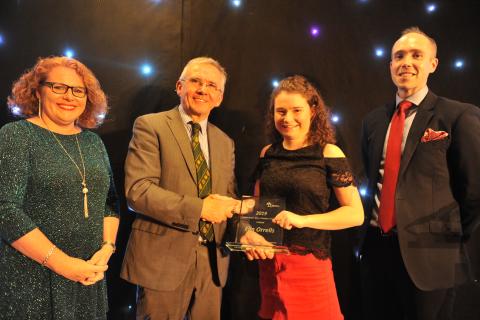 Elin Orrells receiving the College Young Learner of the Year Award