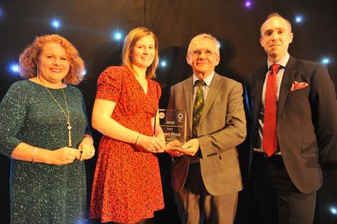 Gwen Price receiving the Farming Connect Young Learner of the Year Award