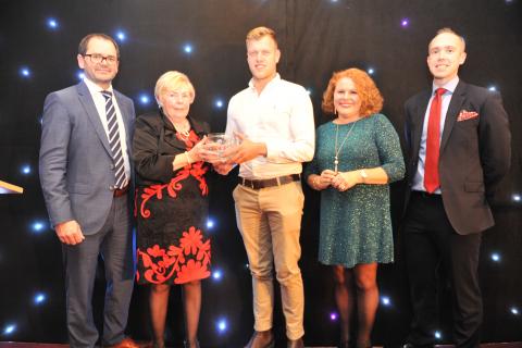 Peredur Owen receiving the Brynle Williams Memorial Fund Award